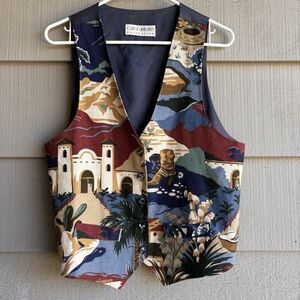 Carol Antone Collection Vintage Printed Vest M Southwestern Cotton Made in USA